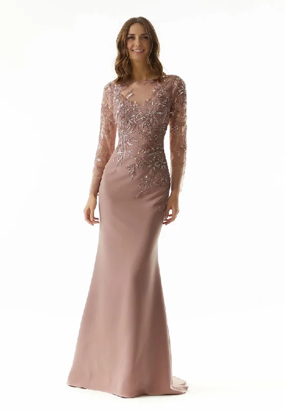 Sparkling Mermaid Long Sleeves Party Dresses Wedding Guest Dress Mother of the Bride Dresse Boatneck Modish Everyday
