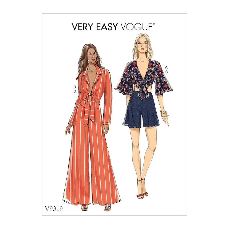 Vogue Pattern V9319 Misses' Top, Shorts and Pants Formal Wide-Leg Pants