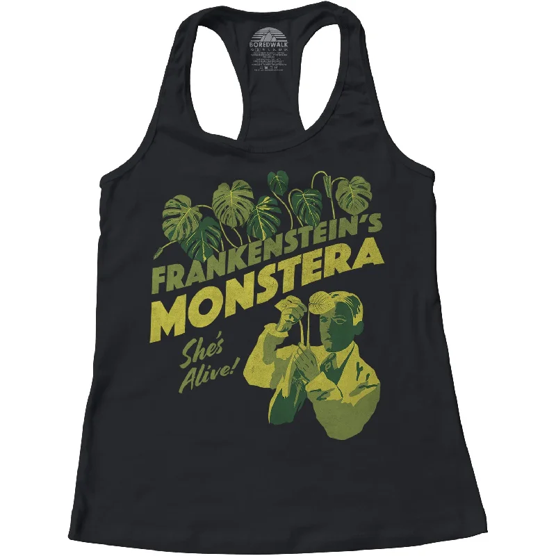 Women's Frankenstein's Monstera Racerback Tank Top one shoulder tank