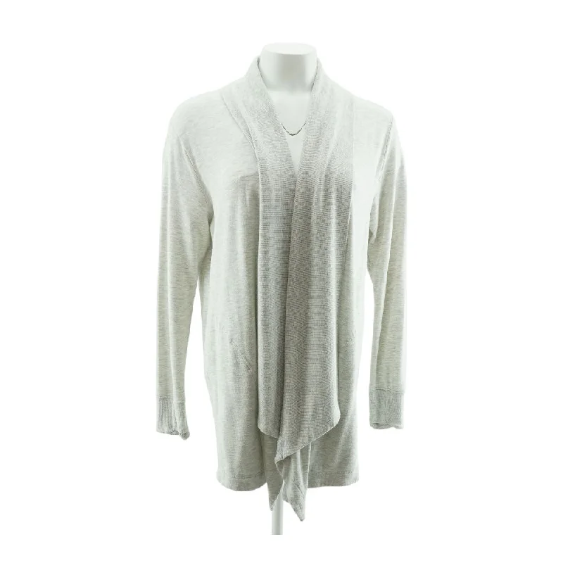 Gray Solid Cardigan Sweater Glossy Satin Silk