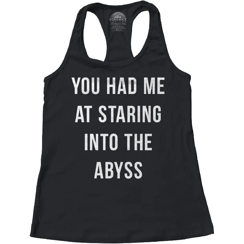 Women's You Had Me at Staring Into the Abyss Racerback Tank Top cropped tank top