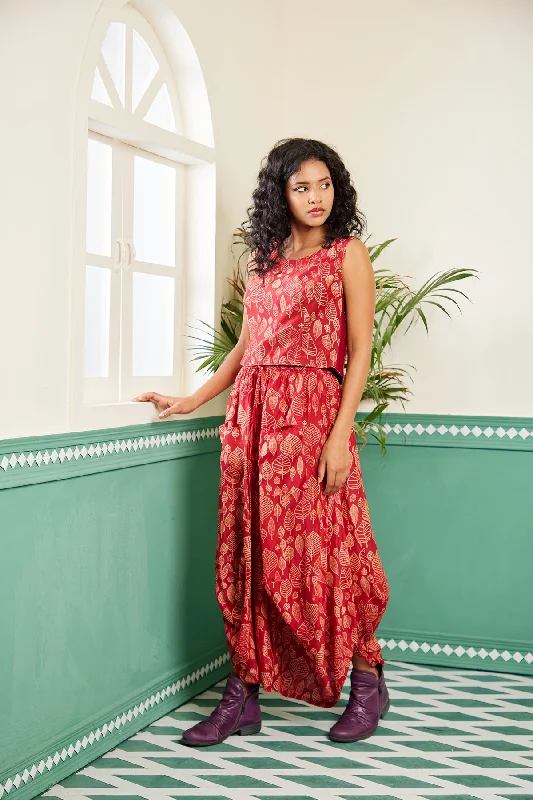 Phalguni -  Woven Muslin Handblock Printed Croptop and Cowl Skirt velvet skirt glossy