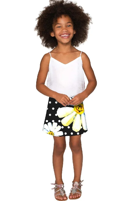 He Loves Me Aria Black Daisy Flower A-Line Skirt - Girls wool skirt thick