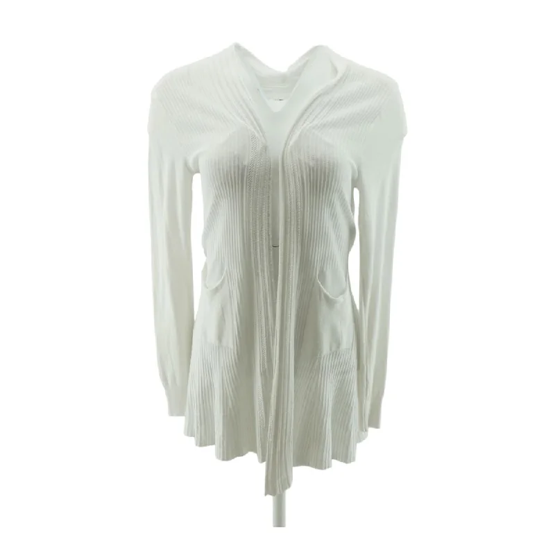White Solid Cardigan Sweater Striped Floral Plaid