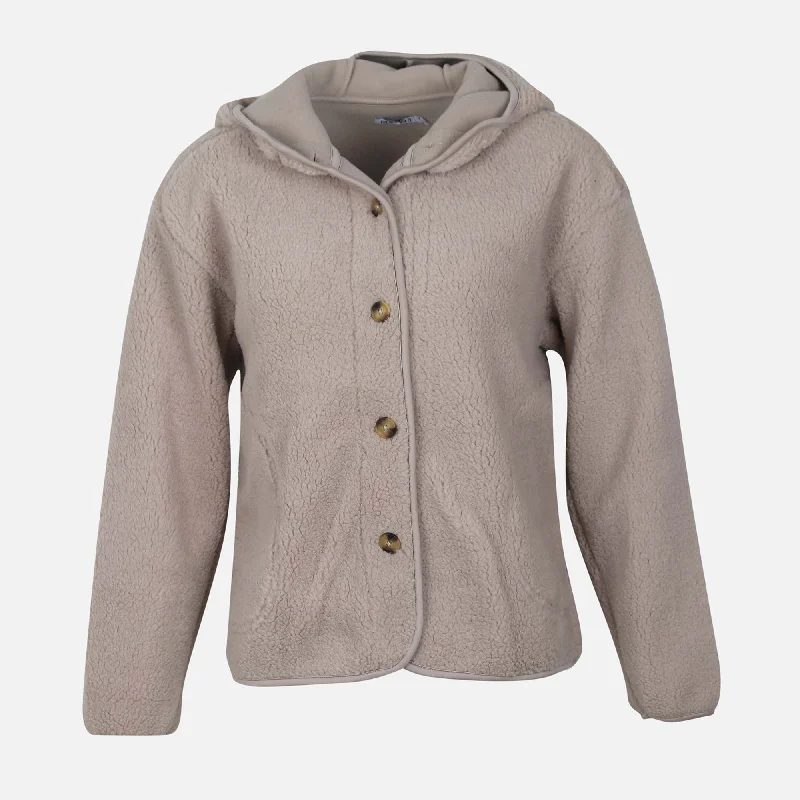 WOMEN SHERPA HOODED JACKET Denim Jacket Leather Jacket Suede Jacket