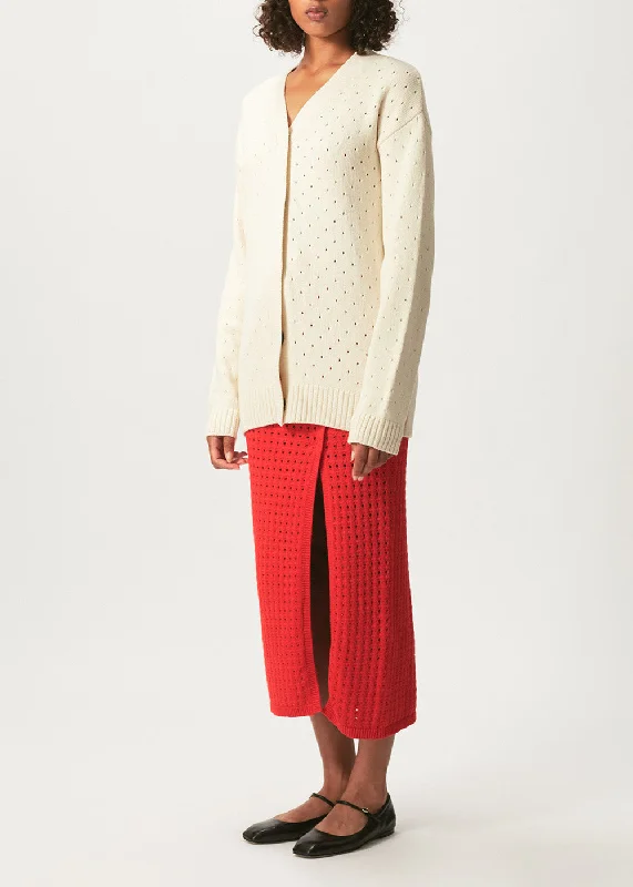 Babe Oversized Cardigan Solid Color Striped Floral Print