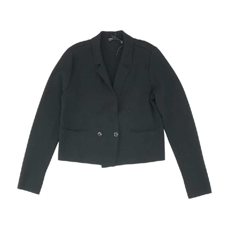 Black Solid Cardigan Sweater Patchwork Embroidered Appliqued