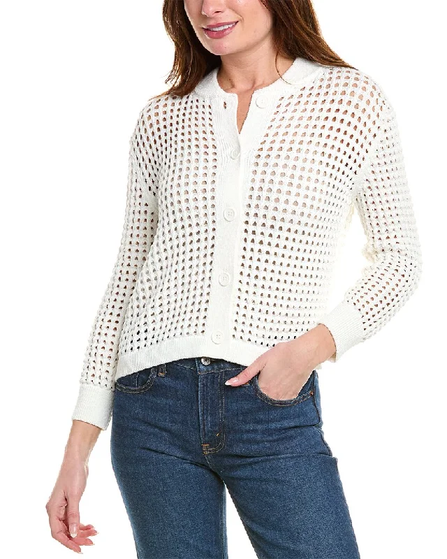 Vince Camuto Open Knit Cardigan Cotton Fabric Linen Fabric Terry Fabric