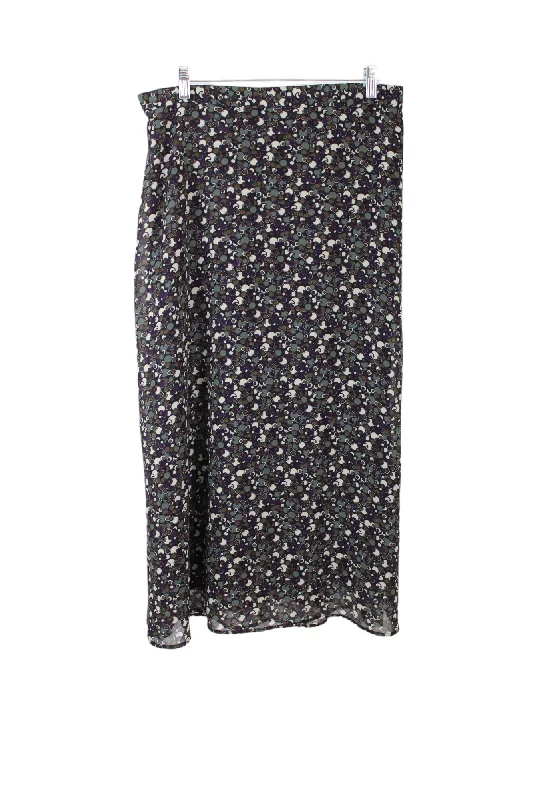 Purple Vintage Patterned Chiffon Skirt | 16 chiffon skirt floaty