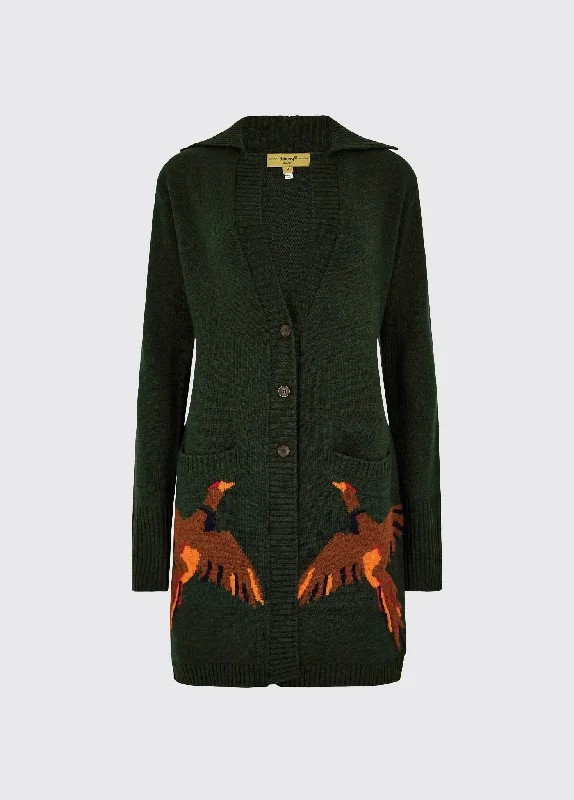 Cardigan en maille Dromore - Olive Hooded Caped Shawl Collar