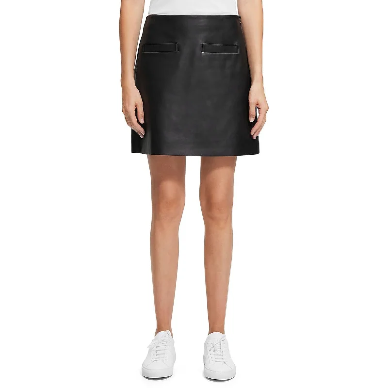 Theory Womens Pockets Short Mini Skirt silk skirt sleek
