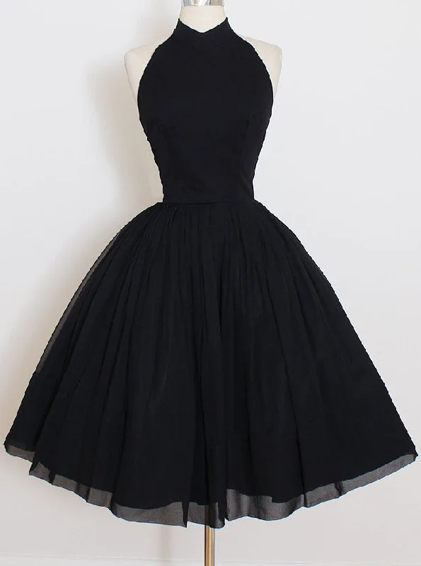 Elegant Black Short Prom Dresses, Halter Homecoming Party Dress OM464 Sequined Elegant Party