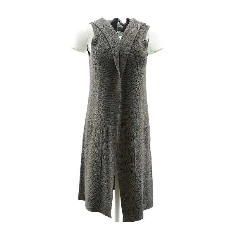Gray Solid Cardigan Sweater Fitted Loose Oversized