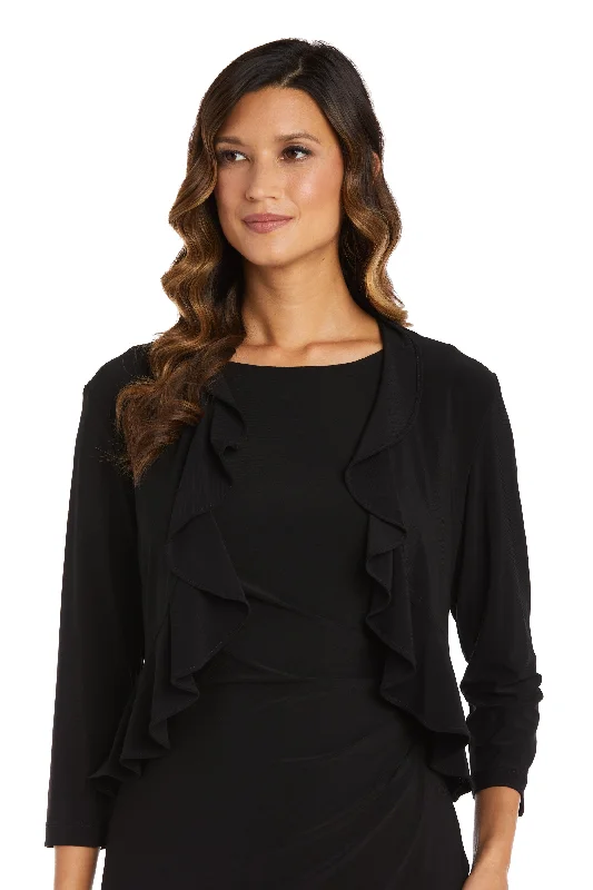 R&M Richards 42780 Formal 3/4 Sleeve Ruffle Jacket Zippered Jacket Buttoned Jacket Snapped Jacket