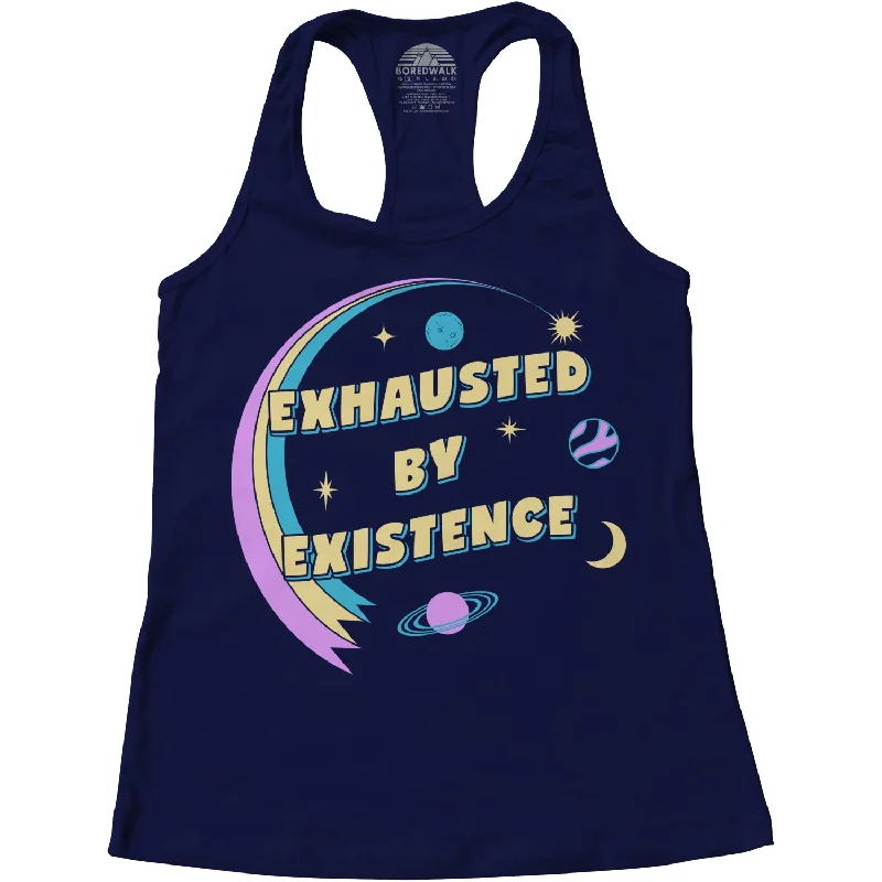 Women's Exhausted By Existence Racerback Tank Top flowy tank top