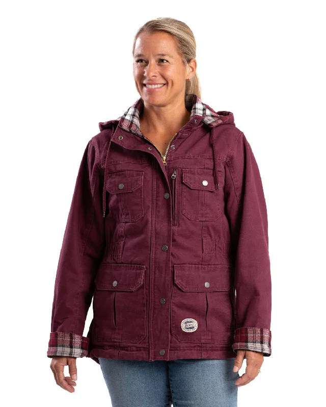 Berne Apparel Womens Vintage Washed Duck Barn Maroon 100% Cotton Jacket Satin Jacket Silk Jacket Chiffon Jacket