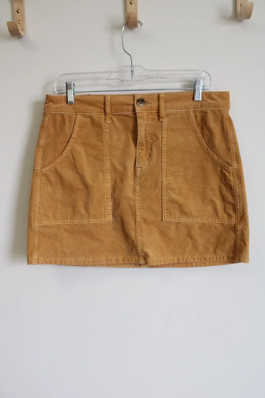 American Eagle Yellow Corduroy Hi-Rise A-Line Skirt | 8 leather skirt sleek