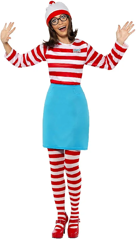 Smiffys Women's Where's Wally? Wenda Costume, Top, Skirt, Glasses, Tights & Hat, Size: M, Colour: Red and White, 39504 tulle skirt dreamy