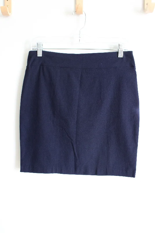 Rekucci Navy Blue Stretch Mini Skirt | M silk skirt luxurious