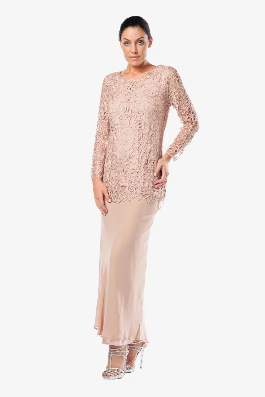 Soulmates C80704 Hand Crocheted Beaded Lace Top with Skirt Set a-line skirt cut