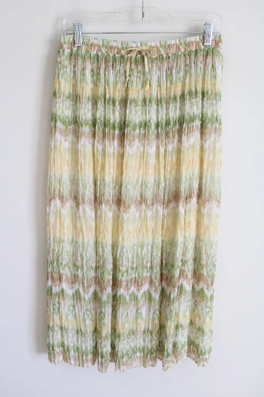 Alfred Dunner Yellow Green Creped Chiffon Skirt | 10 wool skirt warm