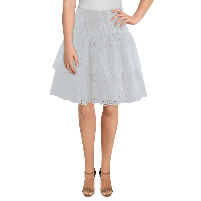 Lauren Ralph Lauren Womens Smocked Tiered Mini Skirt tiered skirt playful