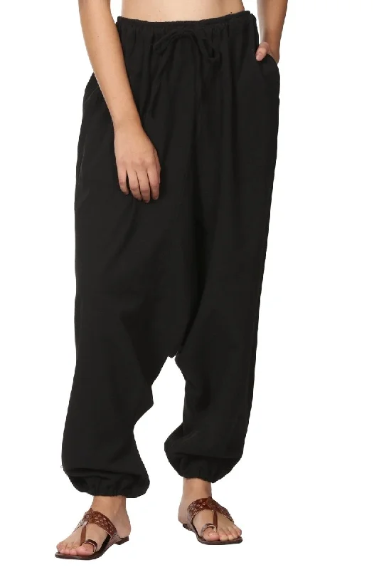 Women's Harem Pant | Black | Fits Waist Size 28" to 36" Comfy Cargo Trousers