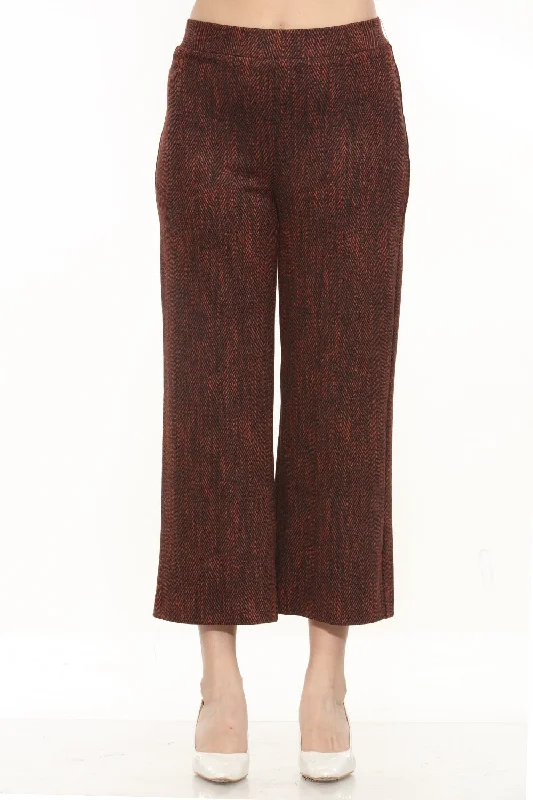 Joseph Ribkoff Orange/Black Chevron Jacquard Knit Culotte Pants 243302 Chic Faux Leather Pants