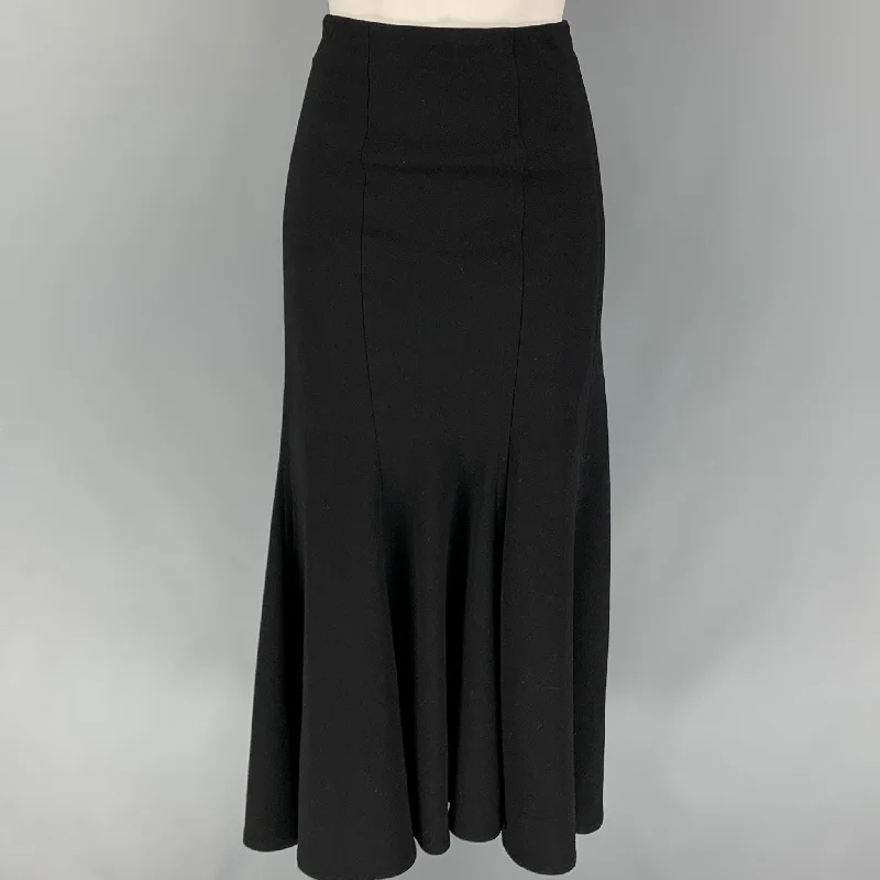 DONNA KARAN Size L Black Wool Maxi Skirt denim skirt classic