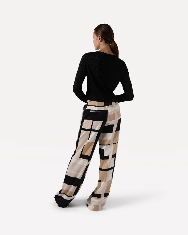 Moore check pants Elegant Silk Pants