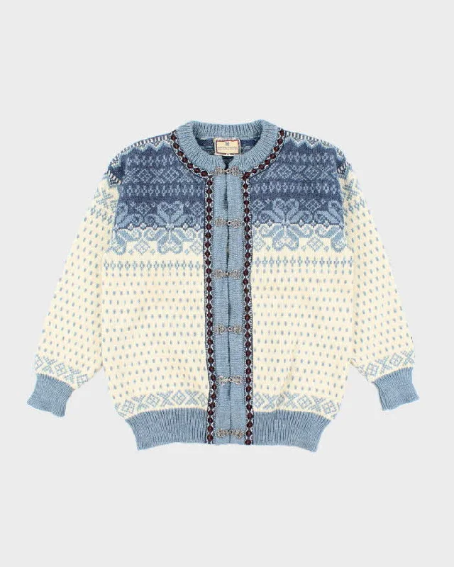 Vintage Dale Of Norway Nordic Wool Knit Cardigan - M Chenille Brocade Lace