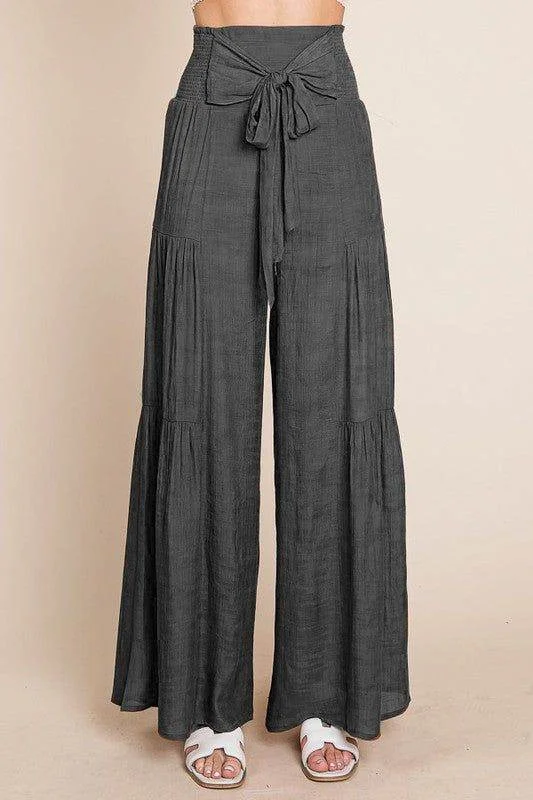 Jade By Jane Plus Tie front ruched waist back pants Classic Pleated Pants