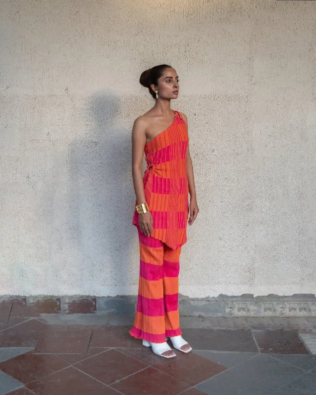 Sadie Pants - Pink and orange Chic Wool Trousers