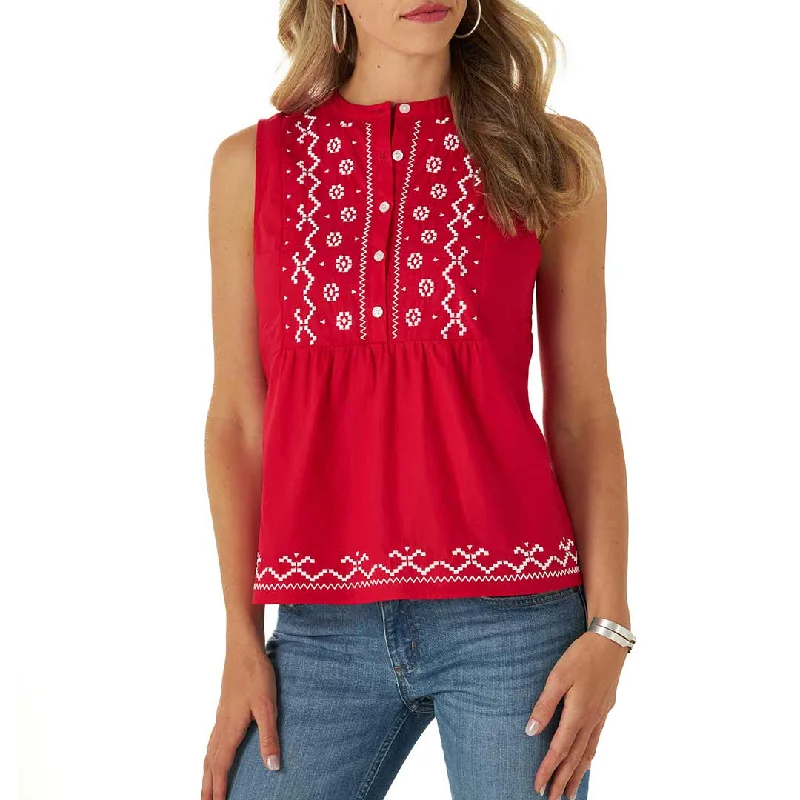 Wrangler Women's Americana Embroidered Tank Top cropped tank top