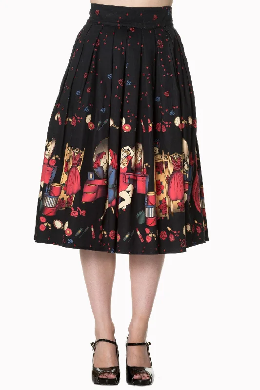 Banned Apparel - Vanity Swing Skirt patchwork skirt art