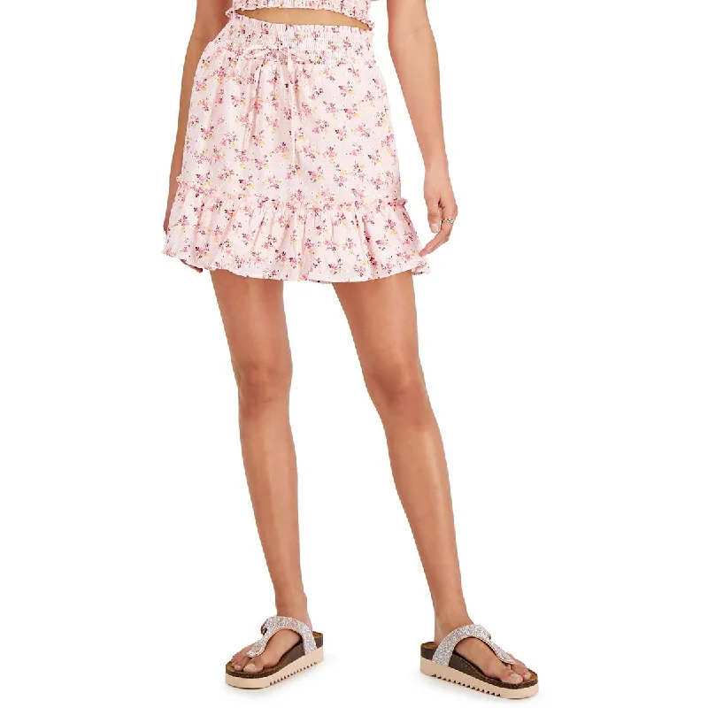 Kingston Grey Womens Juniors Short Floral Print Mini Skirt leather skirt sleek