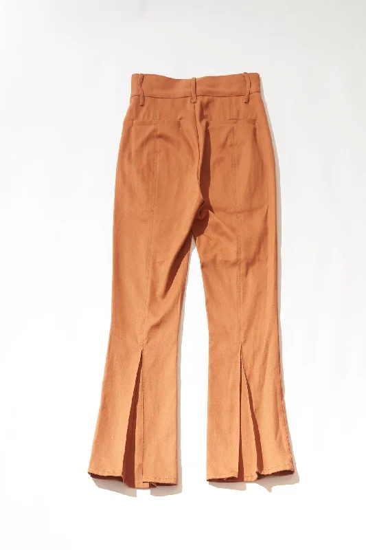 Tucked Flared Color Pants (Orange) Stylish Slim Trousers