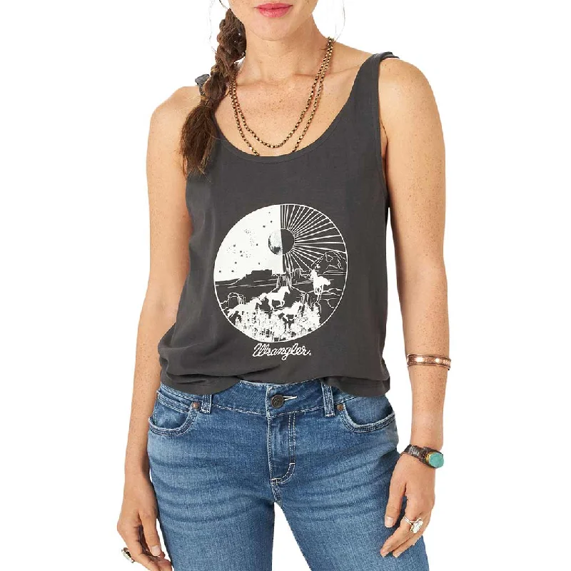 Wrangler Women's Twisted Strap Graphic Tank Top halter tank top