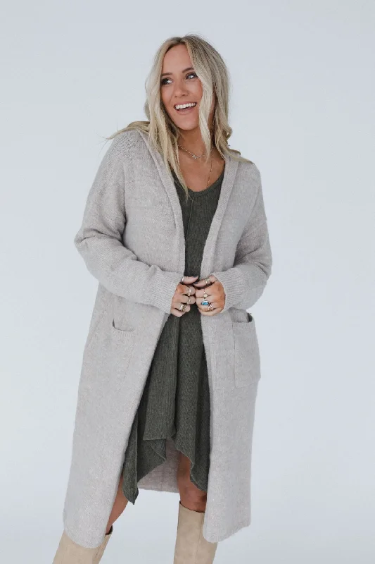 Octavia Hoodie Cardigan - Oatmeal Lightweight Heavyweight Midweight