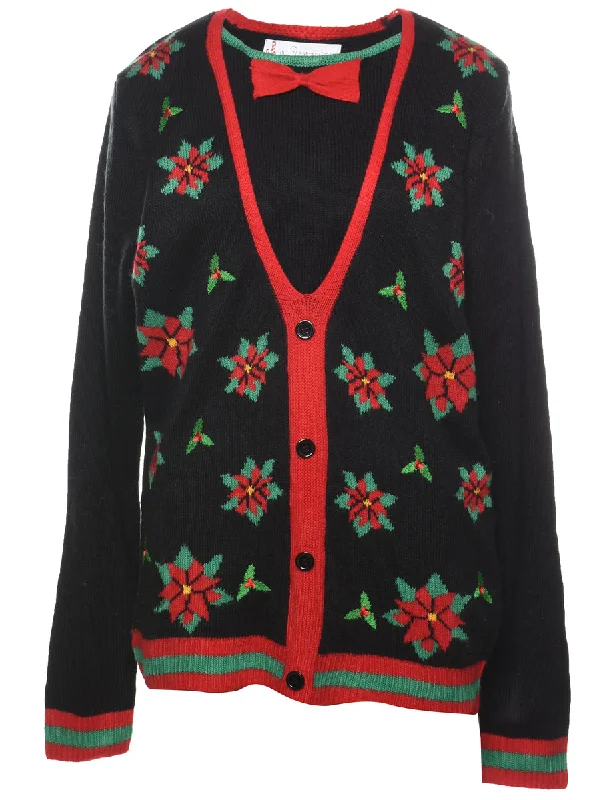 Festive Holly Design Christmas Cardigan - M Button Cardigan Zip Cardigan Pullover Cardigan Festive Holly Design Christmas Cardigan - M Button Cardigan Zip Cardigan Pullover Cardigan