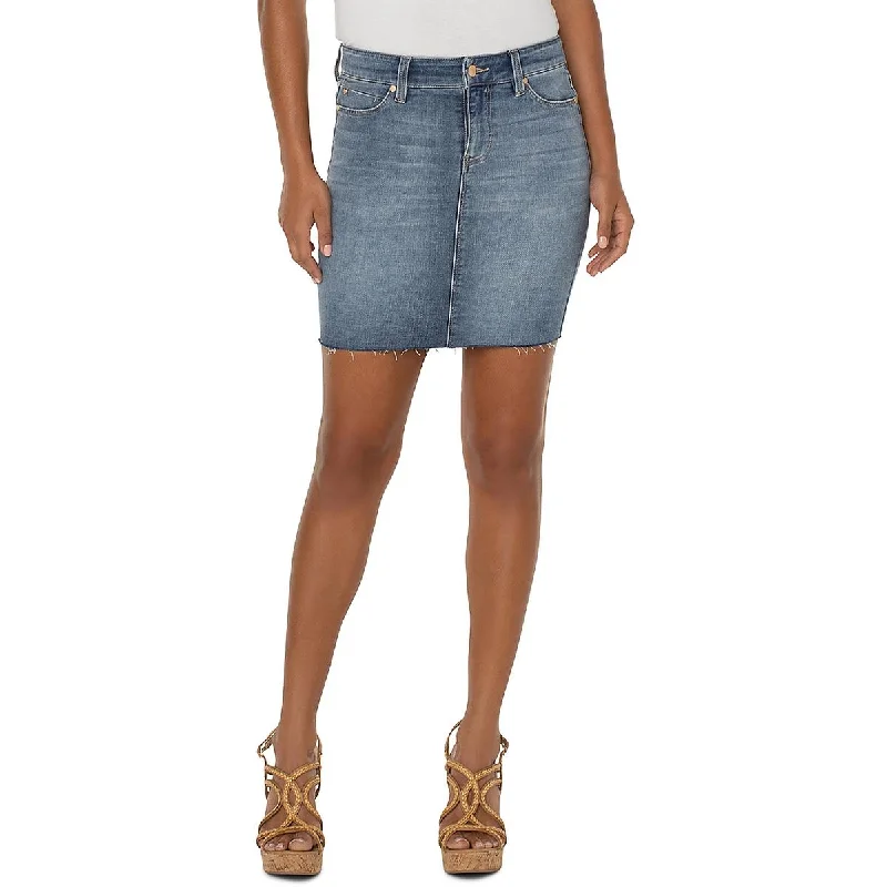 Liverpool Los Angeles Womens Raw Hem Short Mini Skirt silk skirt lustrous