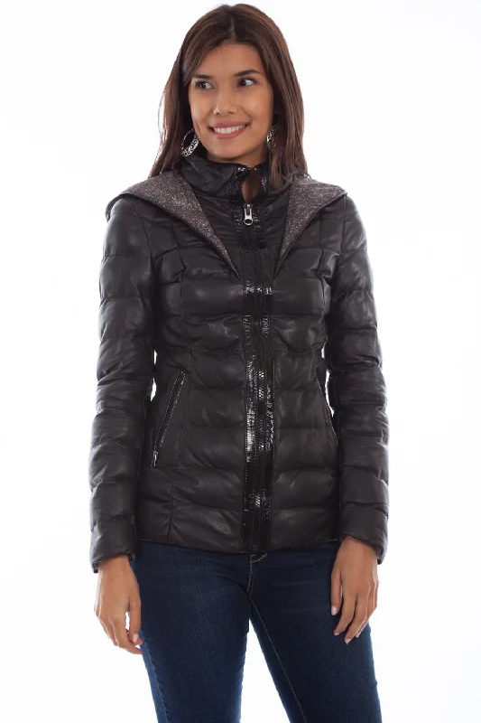 Scully Womens Black Leather Ribbed Jacket Mesh Jacket Canvas Jacket Denim Jacket
