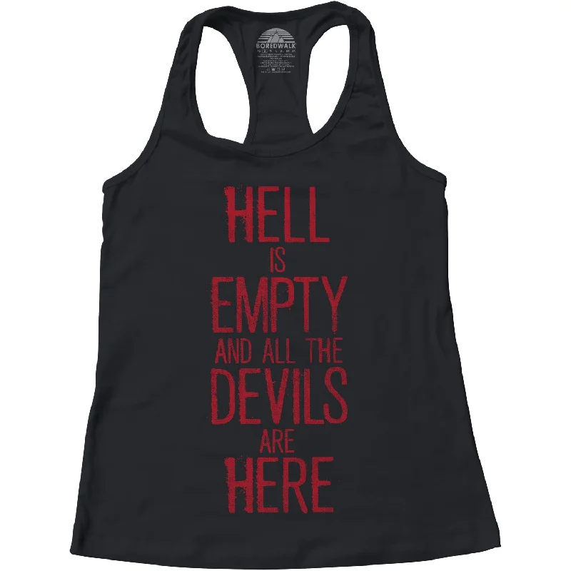 Women's Hell is Empty and All the Devils are Here Shakespeare Racerback Tank Top open back tank