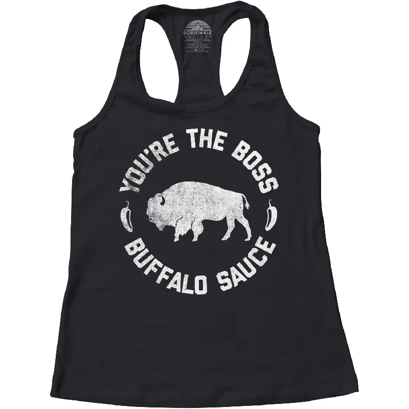 Women's You're the Boss Buffalo Sauce Racerback Tank Top basic tank top