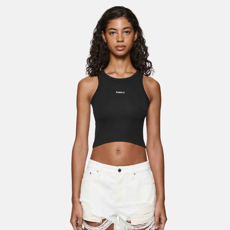 Purple Brand Women's Black Rib Cropped Tank flowy tank top