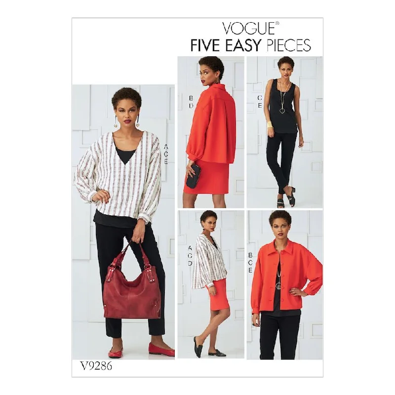 Vogue Pattern V9286 Misses' Tops, Straight Skirt, and Pants Classic Bootcut Trousers