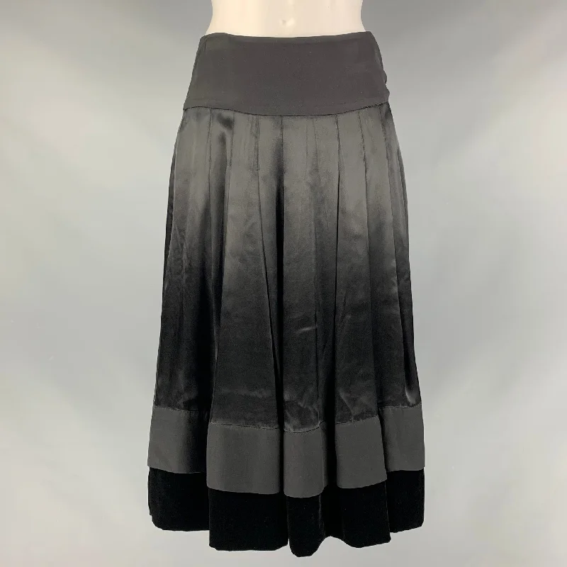 CHLOE Size 2 Black Silk Pleated Circle Skirt corduroy skirt durable