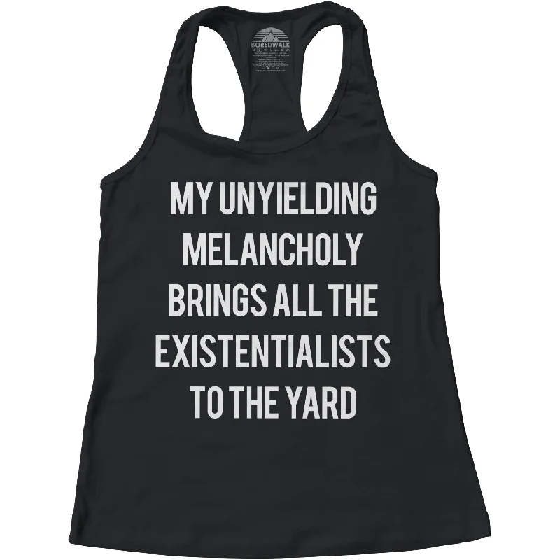 Women's My Unyielding Melancholy Brings All The Existentialists To The Yard Racerback Tank Top lavender tank top