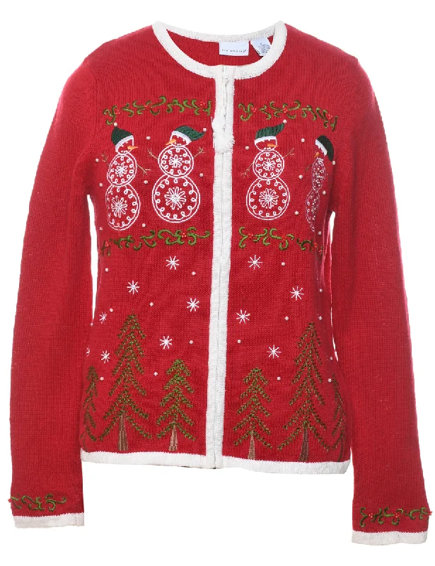 Snowman Christmas Cardigan - S Layered Multi-layer Single Layer