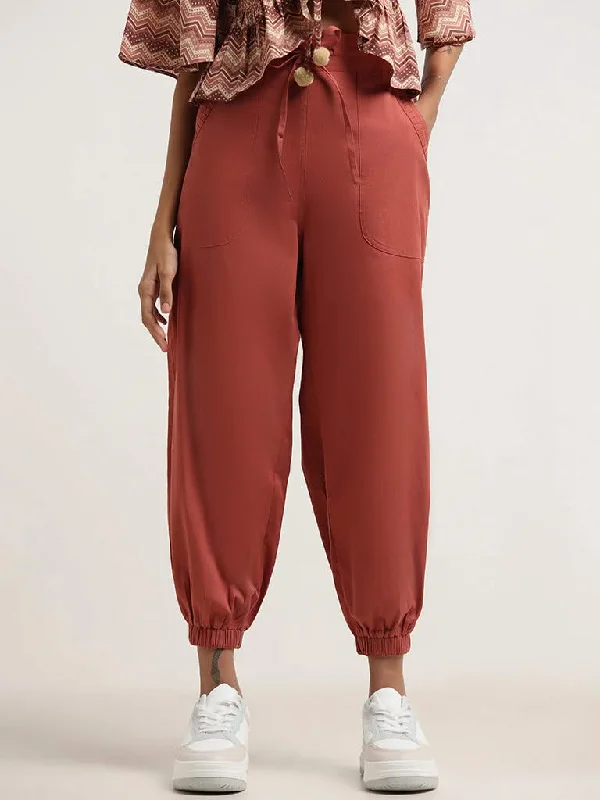Bombay Paisley Brown Cotton Pants Classic Straight Pants
